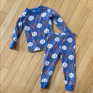 Hanna Andersson Baseball Print Kids Pajamas Blue 2T